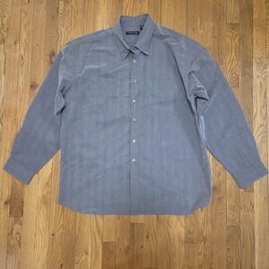 Kenneth Cole NY Mens Gray Black Stiped Button Down Casual Workwear Shirt XXL